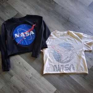 NASA Cotton Cropped Graphic T-shirts Xs/S